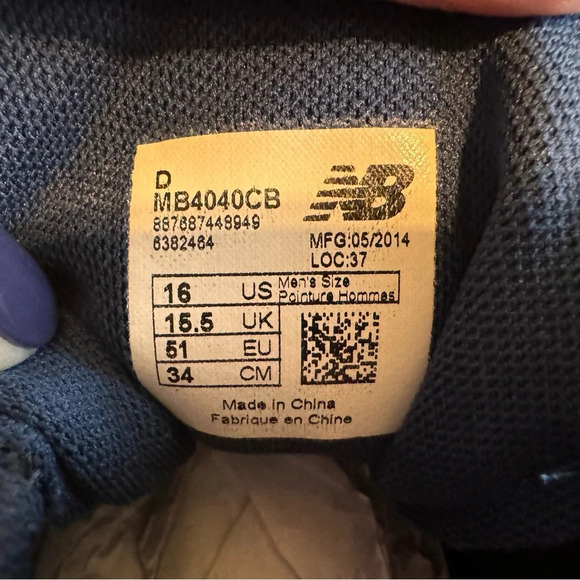 New Balance Men’s 4040 Low Metal Baseball Cleat Blue White Sz 16 - Picture 8 of 9